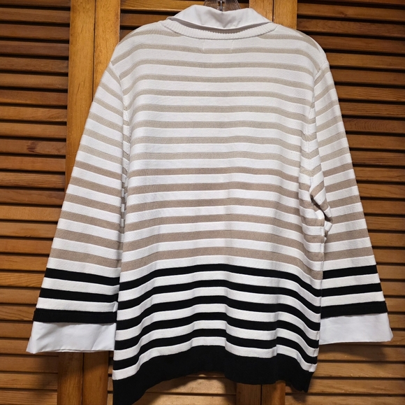 Alfred Dunner Striped Sweater With Faux Shirt Women’s Plus Size 2X - Picture 2 of 14